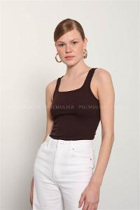 Brown Pool Neck Combed Fabric Unprinted Dresess