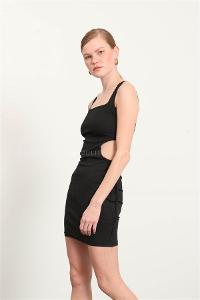 Black Pool Neck Combed Fabric Unprinted Dresess