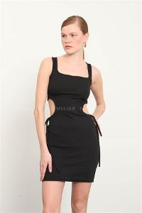 Black Pool Neck Combed Fabric Unprinted Dresess