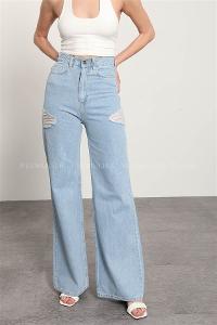 Light Blue Pool Neck Combed Fabric Unprinted Dresess