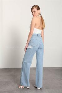 Light Blue Pool Neck Combed Fabric Unprinted Dresess