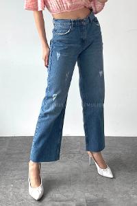 Denim Blue Pool Neck Combed Fabric Unprinted Dresess