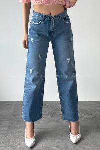 Denim Blue Pool Neck Combed Fabric Unprinted Dresess