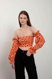 Orange Pool Neck Combed Fabric Unprinted Dresess