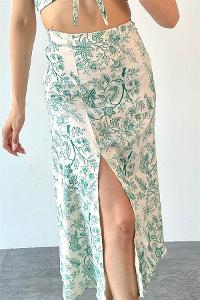 Green Pool Neck Combed Fabric Unprinted Dresess