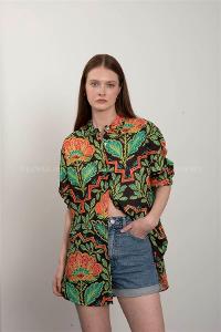 Green Pool Neck Combed Fabric Unprinted Dresess