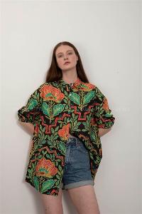 Green Pool Neck Combed Fabric Unprinted Dresess
