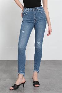 Denim Blue Pool Neck Combed Fabric Unprinted Dresess
