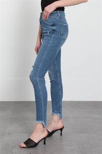 Denim Blue Pool Neck Combed Fabric Unprinted Dresess