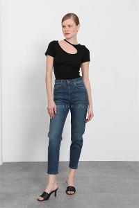 Denim Blue Pool Neck Combed Fabric Unprinted Dresess