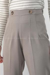 Gray Pool Neck Combed Fabric Unprinted Dresess