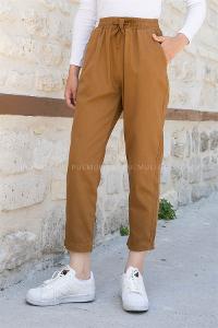 Camel Pool Neck Combed Fabric Unprinted Dresess
