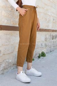 Camel Pool Neck Combed Fabric Unprinted Dresess