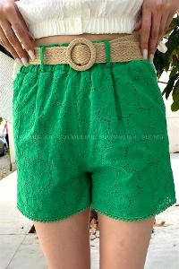 Green Pool Neck Combed Fabric Unprinted Dresess
