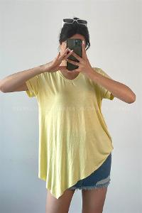 Yellow Pool Neck Combed Fabric Unprinted Dresess