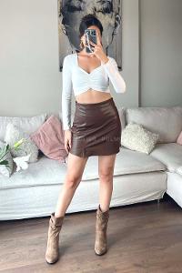 Brown Skin Unprinted Flare Skirt