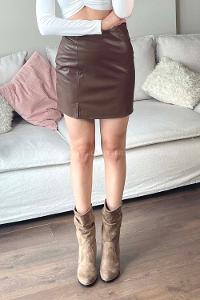 Brown Skin Unprinted Flare Skirt