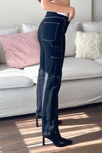 Black Gabardin High Waist Comfortable Pants
