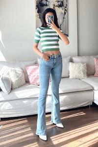 Green Medium Crew Neck Long Arm Without Accessories Knitwear Unprinted Blouse