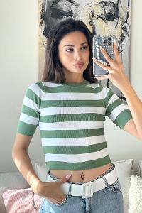 Green Medium Crew Neck Long Arm Without Accessories Knitwear Unprinted Blouse