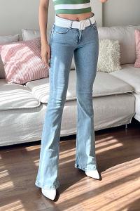 Ice Blue Denim High Waist Denim Pants