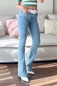 Ice Blue Denim High Waist Denim Pants