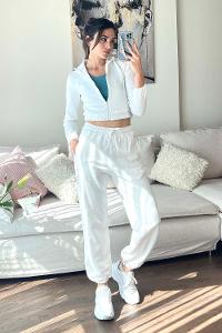 White Turtle Neck Long Arm Sandy Fabric Cardigan