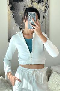 White Turtle Neck Long Arm Sandy Fabric Cardigan