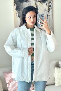 Ecru Shirt Collar Long Arm Coat