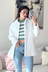 Ecru Shirt Collar Long Arm Coat
