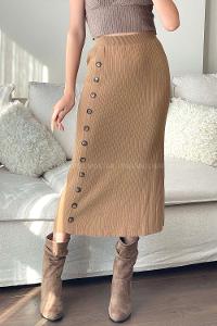 Brown With Milk Skin Unprinted Flare Skirt