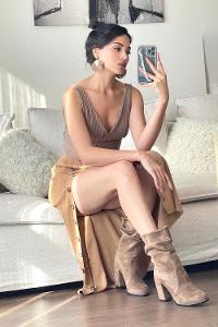 Brown With Milk Skin Unprinted Flare Skirt