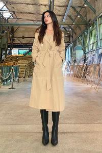 Anatolian Black Long Arm Without Accessories Cotton Fabric Trench Coat