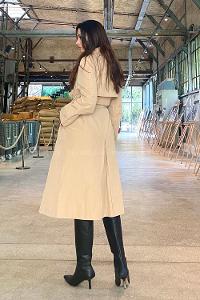 Anatolian Black Long Arm Without Accessories Cotton Fabric Trench Coat