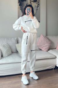 Ecru Shirt Collar Long Arm Without Accessories Cotton Elastic Trousers Comfortable Suit