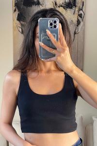 Black Normal Neck Long Arm Knitwear Crop