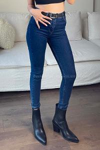Dark Blue Denim High Waist Denim Pants