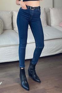 Dark Blue Denim High Waist Denim Pants