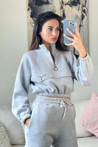Gray Shirt Collar Long Arm Without Accessories Cotton Elastic Trousers Comfortable Suit