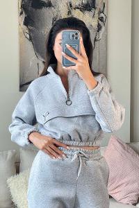 Gray Shirt Collar Long Arm Without Accessories Cotton Elastic Trousers Comfortable Suit