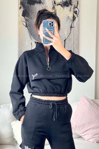 Black Shirt Collar Long Arm Without Accessories Cotton Elastic Trousers Comfortable Suit