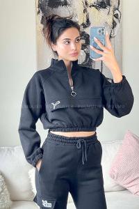 Black Shirt Collar Long Arm Without Accessories Cotton Elastic Trousers Comfortable Suit