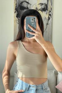 Beige Normal Neck Long Arm Knitwear Crop