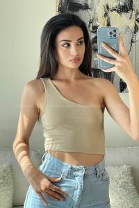Beige Normal Neck Long Arm Knitwear Crop