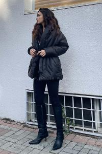 Black-29 Shirt Collar Long Arm Coat