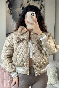Beige Shirt Collar Long Arm Coat