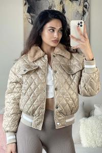 Beige Shirt Collar Long Arm Coat