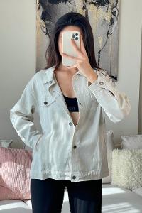 Stone Shirt Collar Long Arm Skin Jacket