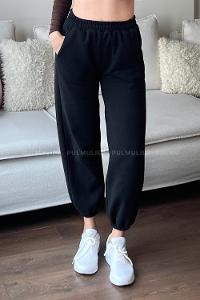 Black Elastic Trousers Elastic Waist Regular Cut Bottom Tracksuit