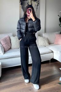 Black Shirt Collar Long Arm Coat